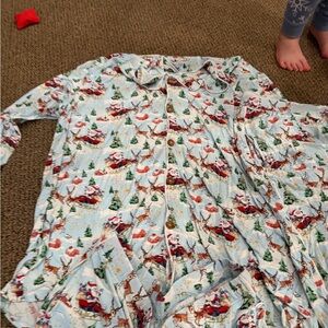 Posh Peanut Holiday Santa Pajama Set - Blue and Red